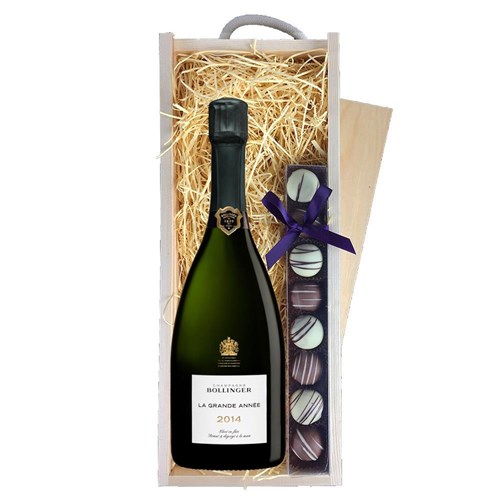 Bollinger Grande Annee 2014 Vintage 75cl & Truffles, Wooden Box